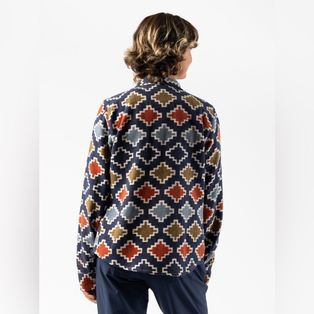 Rabbit High Country Ls Wool New With Tags Size Large Blue Stairstep Diamond — image 4 of 8